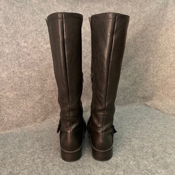 UGG Australia 3184 Women's Black Leather Knee High Side Partial Zip Boots - Picture 13 of 16